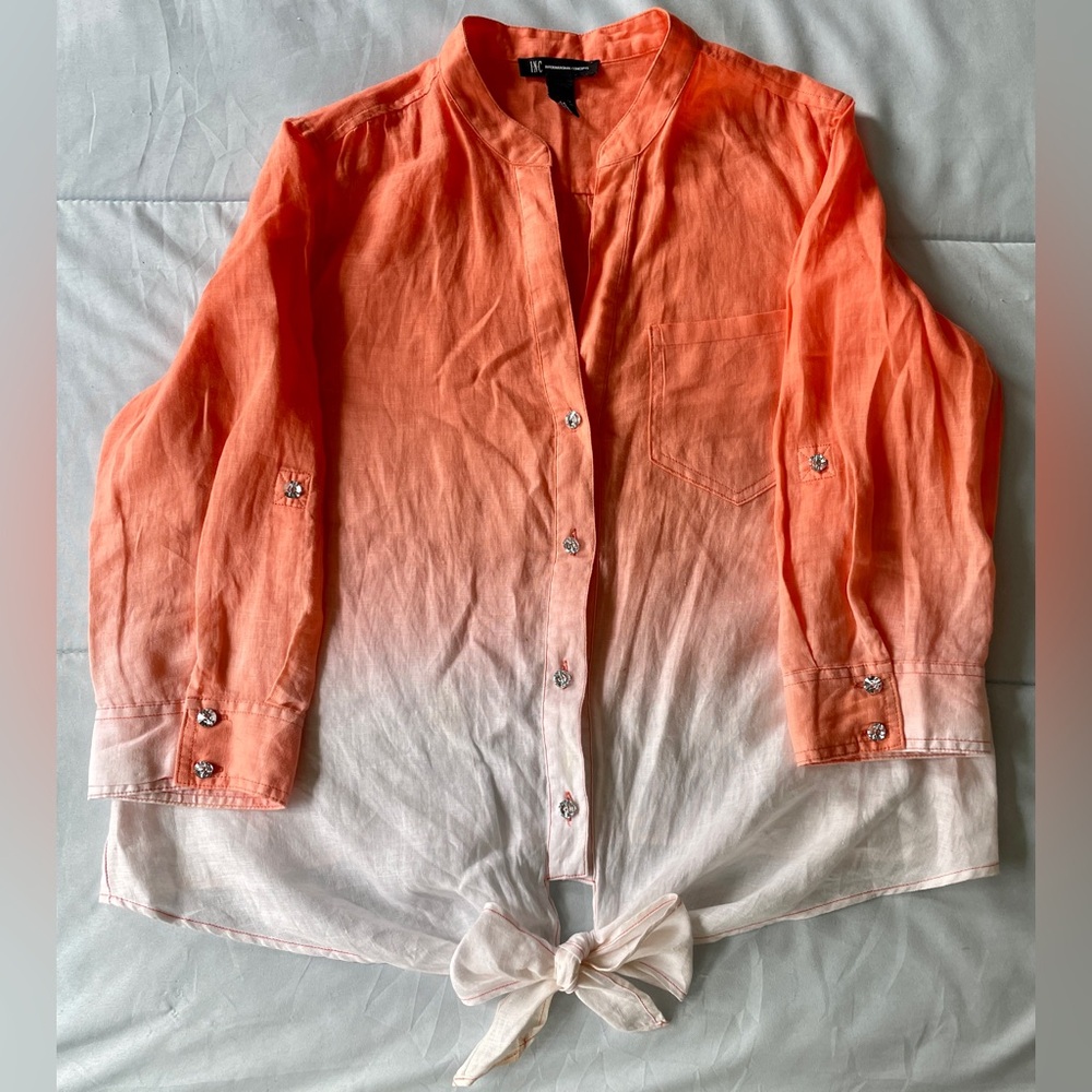 INC International Concepts Ombre Orange and White Blouse